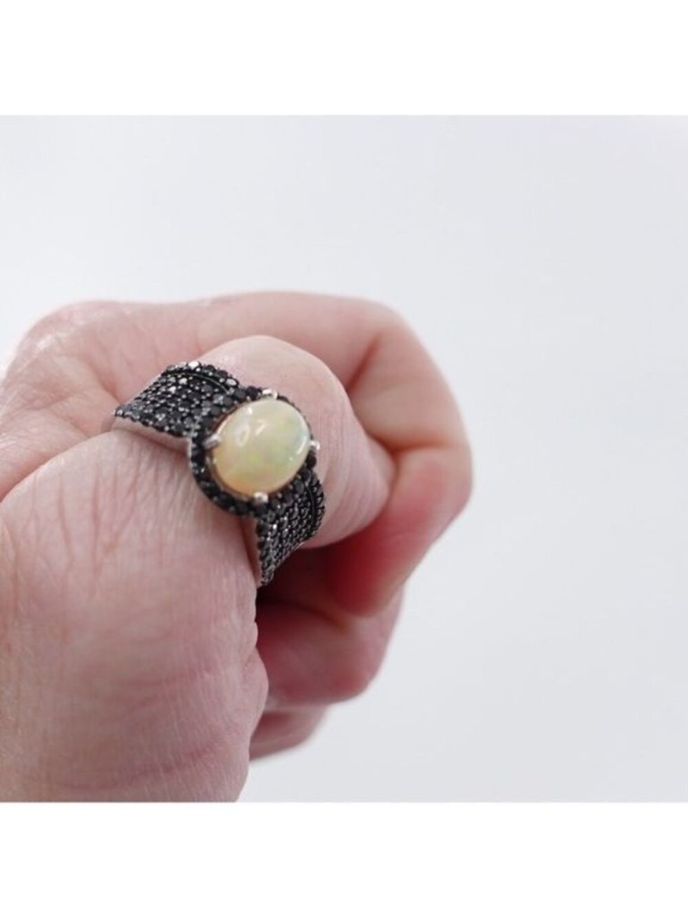NIP JTV Fire Opal Black Spinel Sterling Silver Ring DOCY480-10 Sz 10 Multicolor - Picture 7 of 12